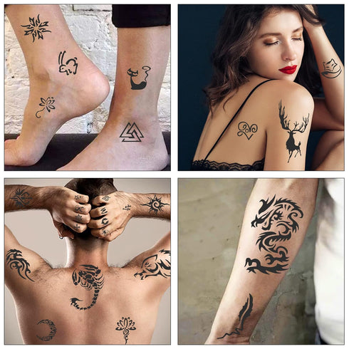 Tattoo Stencils For Kids Teens Adults - 24 Sheets Henna Tattoo Stencil Kit with 400 Designs