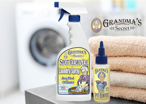 Grandma's Secret Spot Remover Laundry Spray - Chlorine-Free Fabric Stain Remover for Oil, Paint, Blood, 16 oz & 2 oz