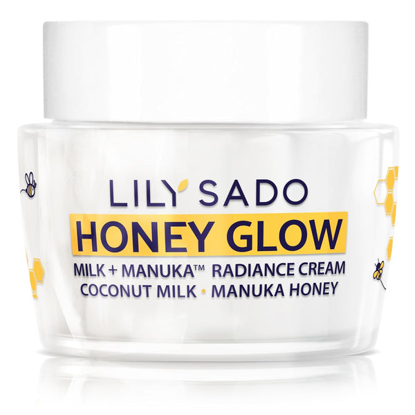 LILY SADO HONEY GLOW Radiance Cream Face Moisturizer, Natural Daily Lotion with Manuka Honey, Coconut, Apricot - 2 oz
