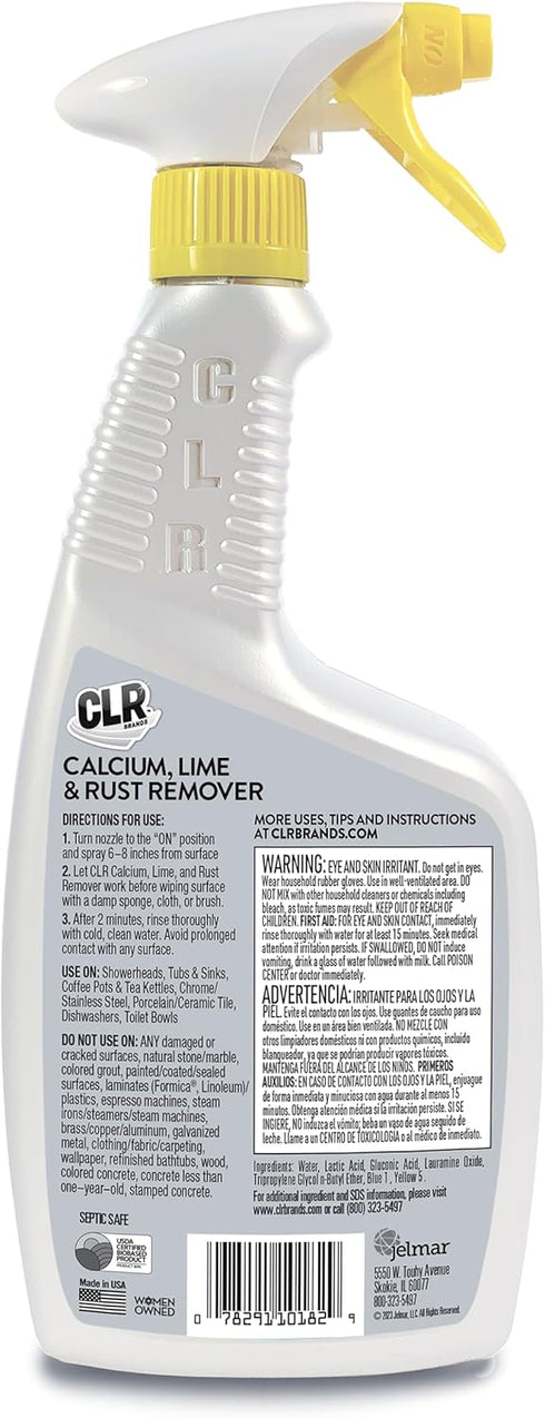 CLR Calcium, Lime & Rust Remover, 26 Ounce Spray Bottle, Pack of 2, Blasts Calcium and Dissolves Lime Deposits