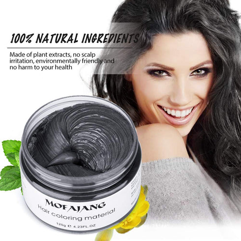 MOFAJANG Unisex Hair Wax Color Dye Styling Cream, Washable Temporary Pomade for Party Cosplay, Dark Grey