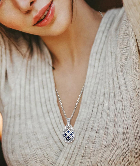 INFUSEU Aromatherapy Necklaces, Essential Oils Diffuser for Women with 7 Lava Rocks Stones, 24" Chain