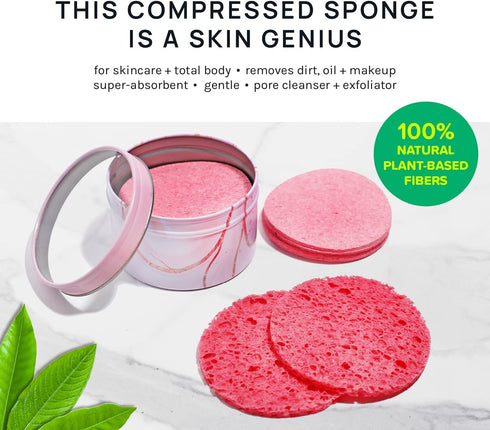 AOA Studio 100-Count Compressed Facial Sponges, 100% Natural Cosmetic Spa Sponges for Cleansing and Makeup