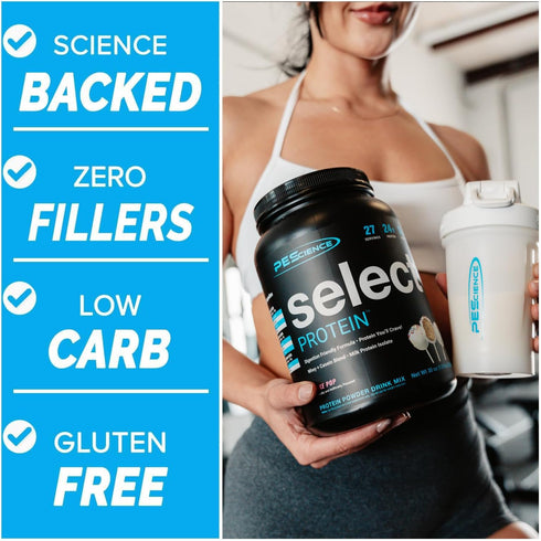 PEScience Select Protein Powder - Whey and Casein Blend, Low Calorie, Peanut Butter Cookie, 5 Servings