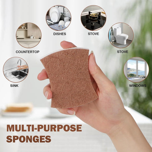 Orighty Non-Scratch Scrub Sponge, 24-Pack Biodegradable Cellulose Kitchen Scrubber Sponges for Cleaning Dishes