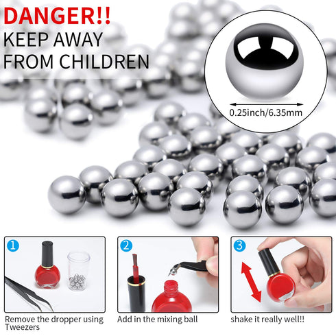 Hotop Nail Polish Mixing Agitator Balls, 100 Pieces Stainless Steel Rustproof Paint Mixing Balls, 6.35 mm