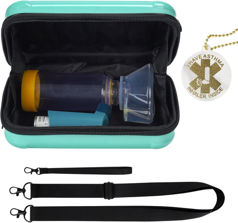 Travel Carrying Case for Asthma Inhaler, Inhaler Holder Bag with Shoulder Crossbody Rope and Mesh Pocket for Medicine