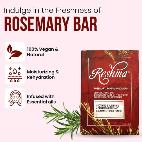 Reshma Beauty Rosemary Soap, Infused with Rosemary Oil and Olive Oil, Anti-Aging Face & Body Soap Bar, 5.5 oz