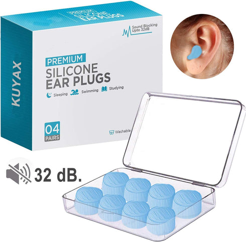Ear Plugs for Sleeping, Reusable Silicone Moldable Noise Cancelling Earplugs for Swimming, Snoring