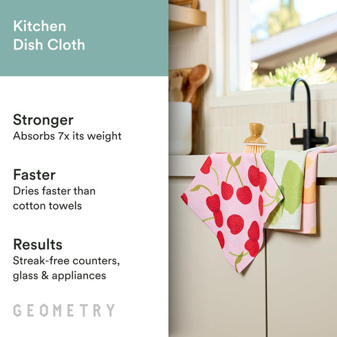 Summer 10" 10" 3-Pack GEOMETRY Kitchen Dish Cloths - Spring & Collection - Premium Dishcloths with Geoweave - Absorbent