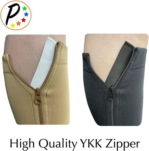 Closed Toe 15-20 mmHg Zipper Moderate Compression Leg Circulation Socks (Black, 3XL)