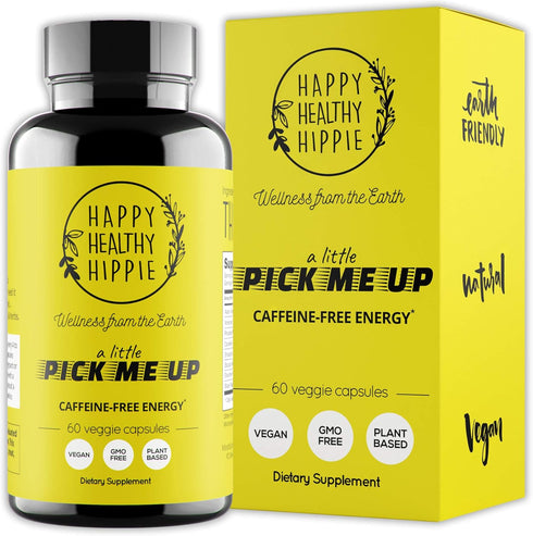 Happy Healthy Hippie Natural Energy Pills, Caffeine Free, 60 Pills for Energy and Metabolism
