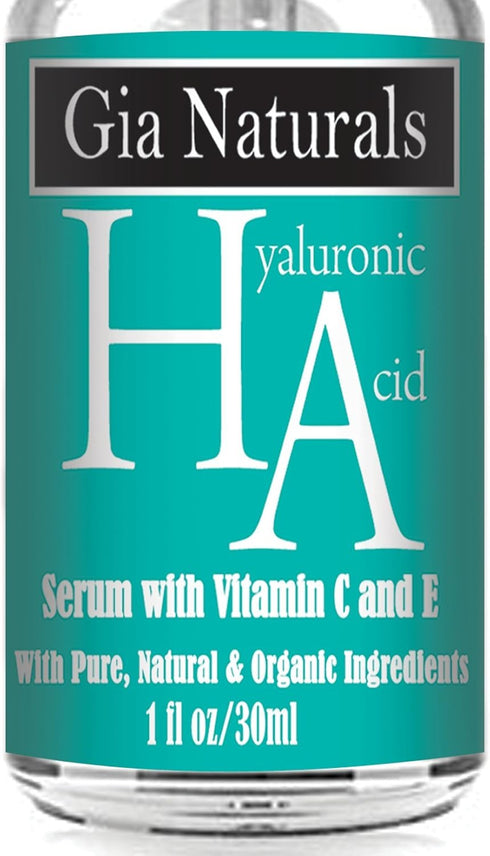 Pure, Natural, Organic (HA) Hyaluronic Acid Serum Cream, Superior Plant Sourced, Plus Vitamin C and E