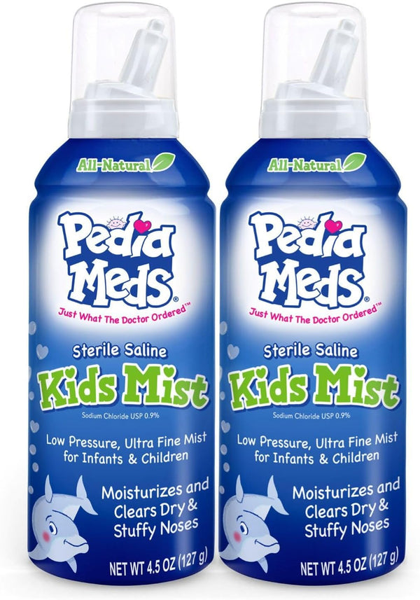 Pedia Meds Sterile Saline Kids Nasal Spray, Ultra Fine Mist, Instantly Moisturizes and Relieves