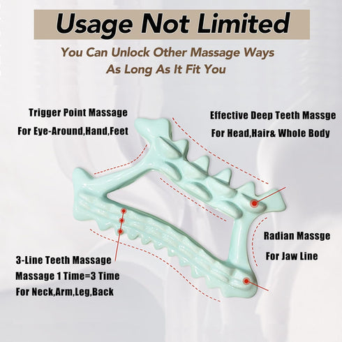 Tiyoha Teeth Shaped Ceramic Massage Tool for Head Face Neck Arm Back Leg|Effective Head Scalp Comb|Trigger Point