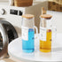 Set 2 Pack 50 oz Laundry Detergent Dispenser with Bamboo Lids and Handles - Easy Pour Liquid Laundry Containers
