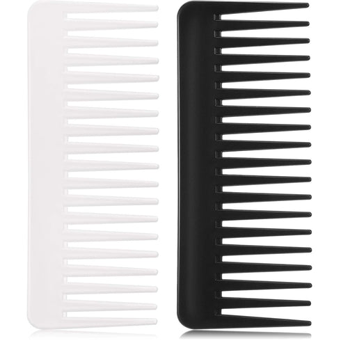 Large Hair Detangling Comb - Wide Tooth Comb for Curly Hair, No Handle Styling Comb (Black, White)