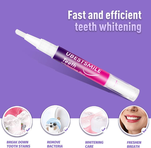 Teeth Whitening Pen (4 Pcs) - Whiten Teeth 40+ Uses, Remove Stains, Effective, Painless, Travel-Friendly Mint Flavor
