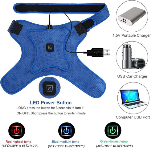 LoKori Frozen 3 Settings,Compression Heated Shoulder Wrap Brace, Shoulder Heating Pads Massager for Men Women Shoulder