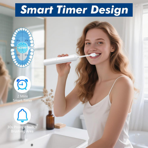Nefwhof 42,000 5 2-Min IPX7 6 Electric Toothbrush for Adults, Rechargeable Sonic Toothbrush with VPM, Modes, Timer