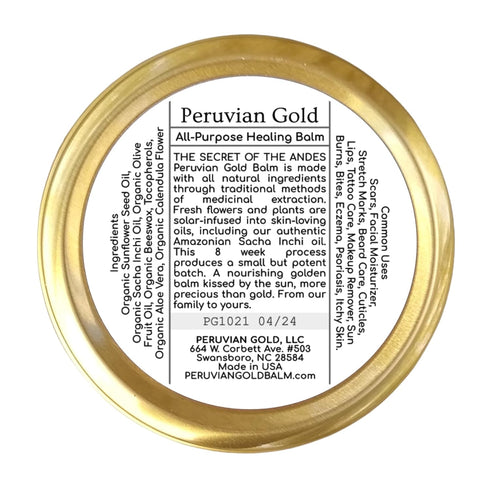 Peruvian Gold All Purpose Healing Balm for Scars, Eczema, Facial Moisturizer, Dry Skin, 2 Fl Oz Sustainably Sourced