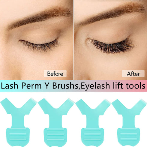 Y Brush Lash Lift Tool, Y Shape Eyelash Brush Comb, 10 Pack Silicone Grafting Lash Lift Brush for Extensions (Green)