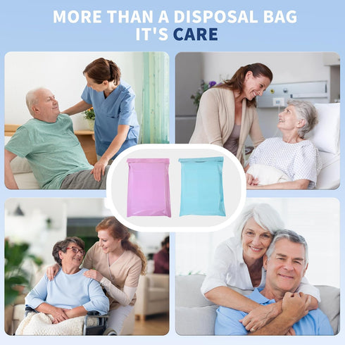 PHOGARY 100Pcs 11.8 17.3 Inch Adult Diaper Disposal Bags Disposable | Odor Lock, Leak-Proof & Tear-Resistant | Large x