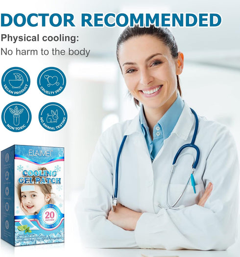 20 Sheets Fever Patches for Kids, Hot Weather Cooling Gel Patches for Adults, Headache Cooling & Pain Relief