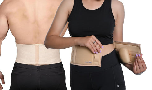 Wonder Care Umbilical Hernia Support Belt Abdominal Binder for Belly Button Hernias, Beige (L, 36"-40")