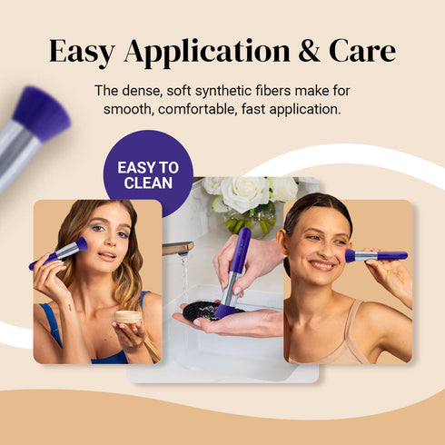 Keshima Foundation Brush Flat Top Kabuki, Premium Brush for Liquid Makeup, Cream, Powder - Neon Purple