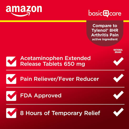 Amazon Basic Care Acetaminophen Extended-Release Tablets, 650 mg, 400 Count for Arthritis Pain