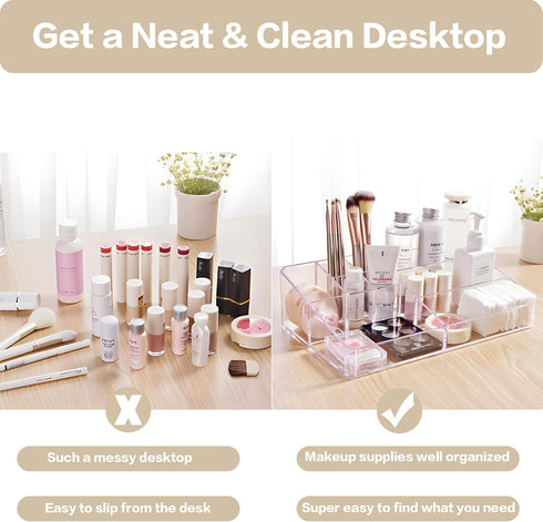 Clear Makeup Organizer, Tiered Skincare Organizer, Acrylic Lipstick Holder, Cosmetic Display Case for Bedroom Vanity