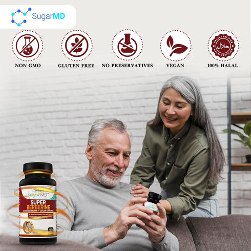 SugarMD Super Berberine Supplement – 250mg GlucoVantage Dihydroberberine with 4000mg Ceylon Cinnamon, 30 Capsules