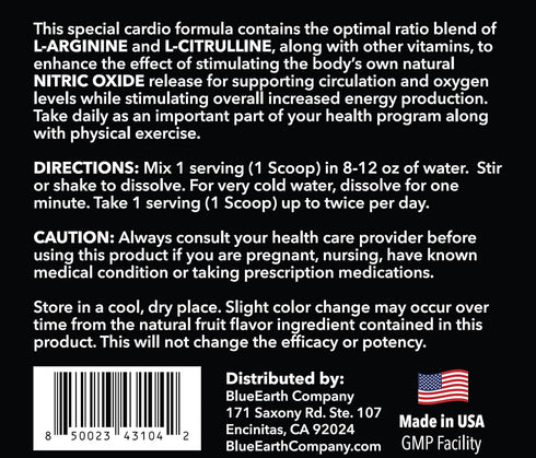 L-Arginine 5000mg + L-Citrulline 2000mg Complex Powder - Nitric Oxide Booster for Heart Health & Energy - 30 Servings