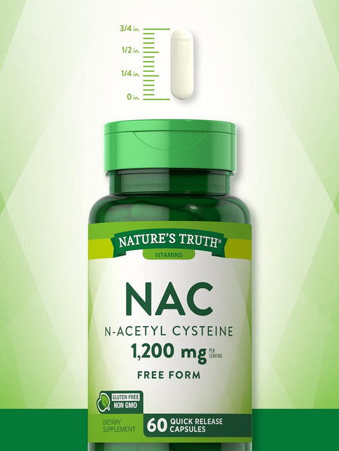 Nature's Truth N Acetyl Cysteine NAC - 1200mg, 60 Capsules Non-GMO and Gluten Free Supplement