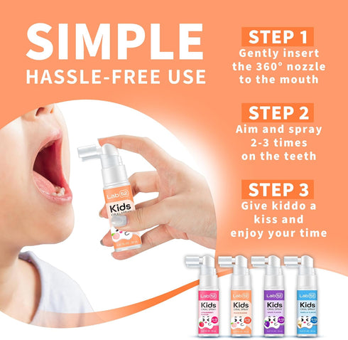 LAB52 Kids Oral Spray, Toddler Toothpaste Helper for Cavity Repair, Fluoride Free, Xylitol Grape Flavor