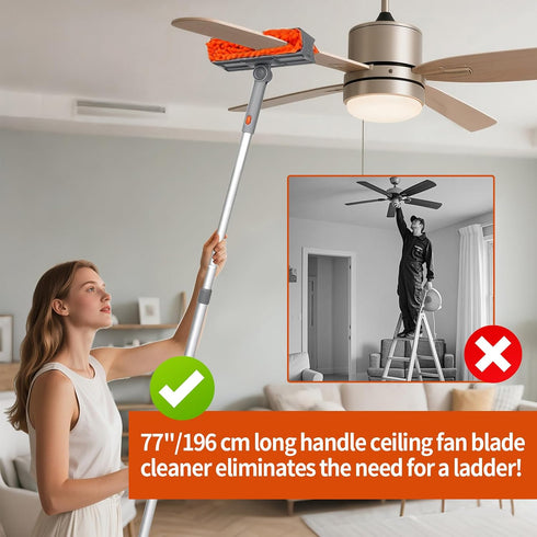MNWHUC 72 Ceiling Fan Cleaner Duster with Extendable Long Handle Cleaning Duster Kit, Reusable Chenille & Microfiber