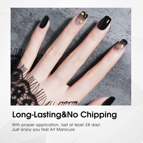 VENALISA Gel Nail Polish, 12ml Black Color Soak Off UV LED Nail Gel for Nail Art Starter Manicure Salon DIY