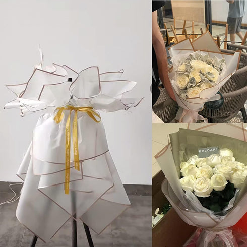 20 Sheet 10 Colors Gold Edge Flower Wrapping Paper, Waterproof Floral Wrap for DIY Crafts, 22.8*22.8 Inches