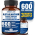 Astaxanthin 15mg + Panax Ginseng, Ginkgo Biloba Supplements, 90 Vegan Capsules for Eye, Skin, Joint Health
