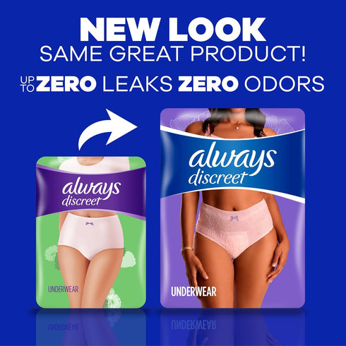 Always Discreet Adult Incontinence Underwear for Women, Extra Large, 15 Count, Up to 100% Bladder Leak Protection