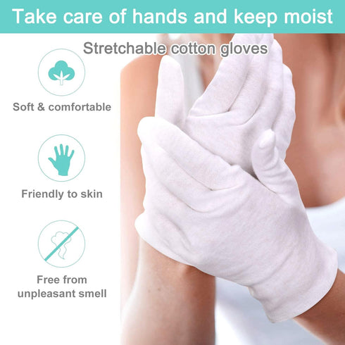 Cotton Gloves Kids 24pcs Soft White Gloves Moisturizing Eczema Gloves for Dry Hands SPA Inspection (X-Small)