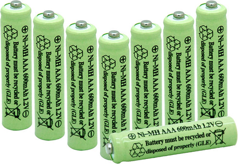 Solar Light Batteries AAA NIMH 600mAh 1.2V Rechargeable for Garden Lights, Remotes, Mice (8Pcs)