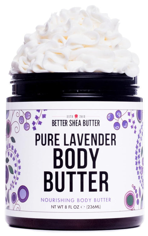 Lavender Body Butter - Natural Lotion with Shea Butter, Jojoba & Lavender Essential Oil, Non-Greasy Moisturizer