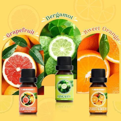 ARVIDSSON Fruits Essential Oils Set - Natural Citrus Essential Oil for Diffuser & Candle Making, Fruity Fragrance Oils