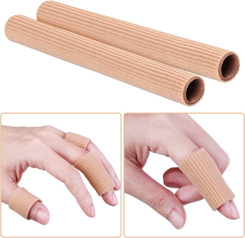 Hestya Open Gel Finger Toe Tubes - 6 Pcs Fabric Gel Lined Cushion Sleeve Protector for Bunion