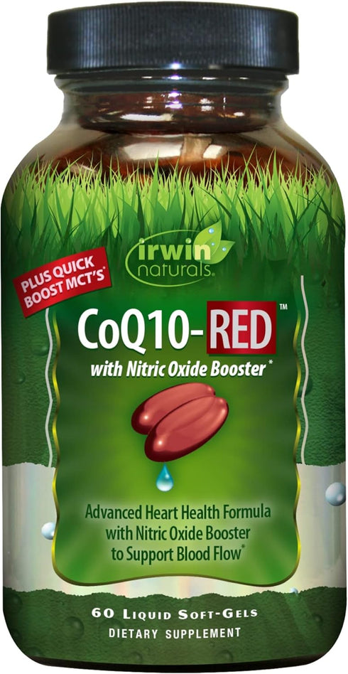 Irwin Naturals CoQ10-RED, Nitric Oxide Booster & MCTs, Advanced Heart Health Formula, 60 Liquid Softgels