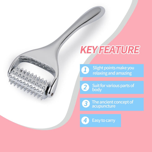 SOOTHESOUL Acupuncture Massage Roller, Trigger Points Massage Tool, Silver Pain Relief & Stress Relaxing Massager for