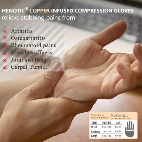 Copper Compression Gloves - Full Finger Breathable & Moisture Wicking Arthritis Compression Gloves for Women Men