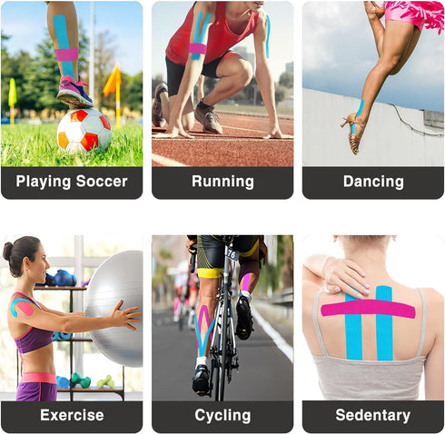 Kinesiology Tape Precut, 40 Strips - Pro Elastic Athletic Tape for Joint Support & Muscle Pain Relief, Hypoallergenic